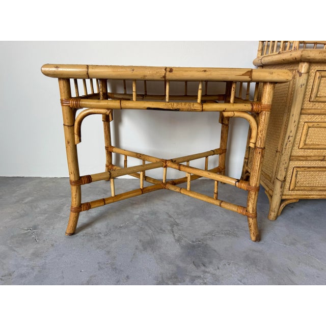 Vintage Coastal Bamboo Nightstand and Side Table – Set of Two For Sale - Image 12 of 12