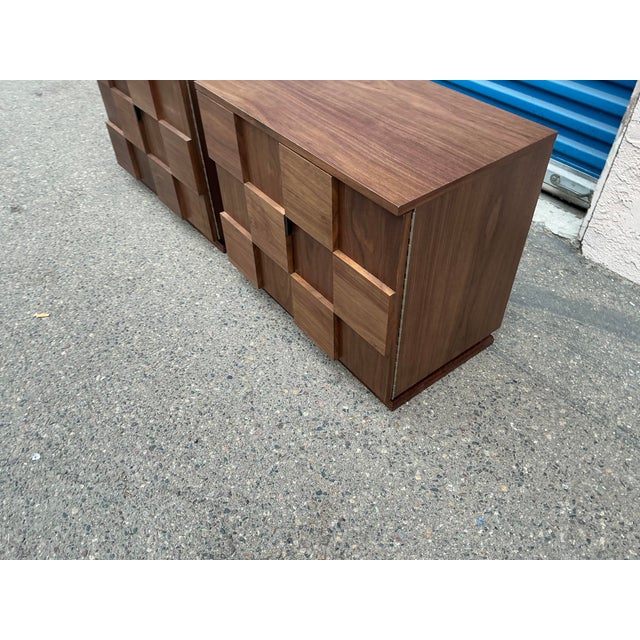 Brown Mid Century Brutalist Style Nightstands - Pair For Sale - Image 8 of 17