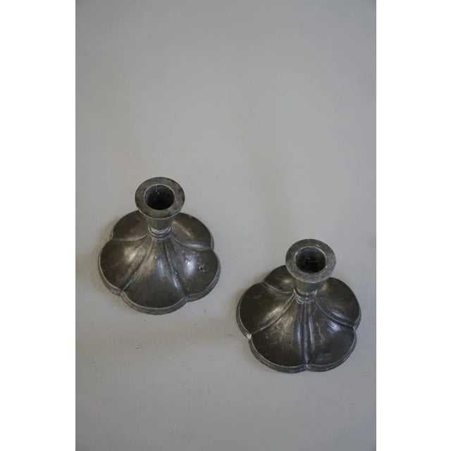 Danish Art Deco Tin Candleholders attributed to Just Andersen, 1930, Set of 2 For Sale - Image 11 of 14