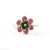 2.52ct Ruby Emerald Art Deco Flower Ring Size 7 in 18k Yellow Gold For Sale