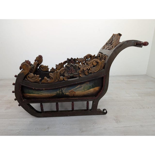 Handcrafted Bavarian Sleigh in Wood, 1930s For Sale - Image 6 of 14