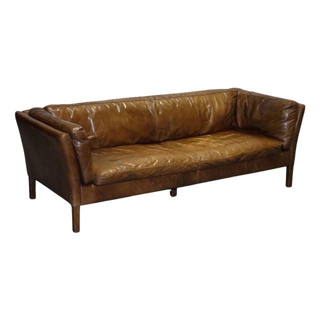 Large Brown Leather 3-Seater Sofa from Halo Groucho For Sale