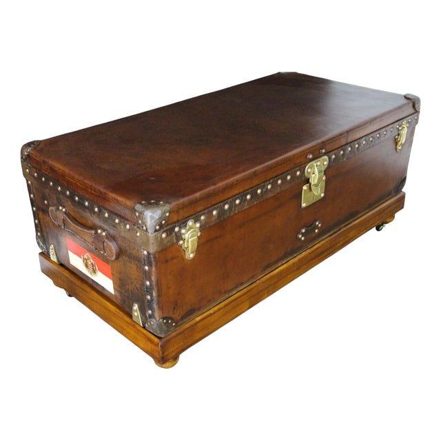 Antique Leather Trunk from Louis Vuitton, 1900s For Sale