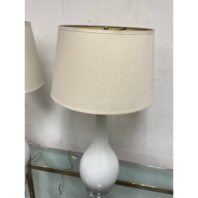 2010s Opaline Teardrop Table Lamps, Pair For Sale - Image 5 of 12
