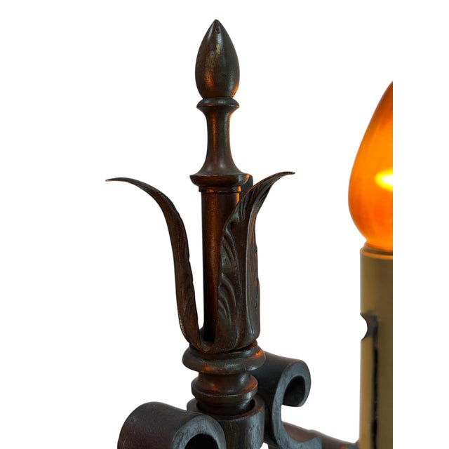 Metal 1920s Wrought Iron Spanish Revival Floor Lamp With Adjustable Height For Sale - Image 7 of 10
