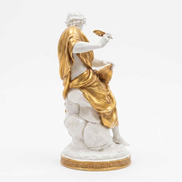 Gold Cappè Giuseppe, Allegory of Music and Poetry Two Porcelain Figures, 1960s, Porcelain, Set of 2 For Sale - Image 8 of 11