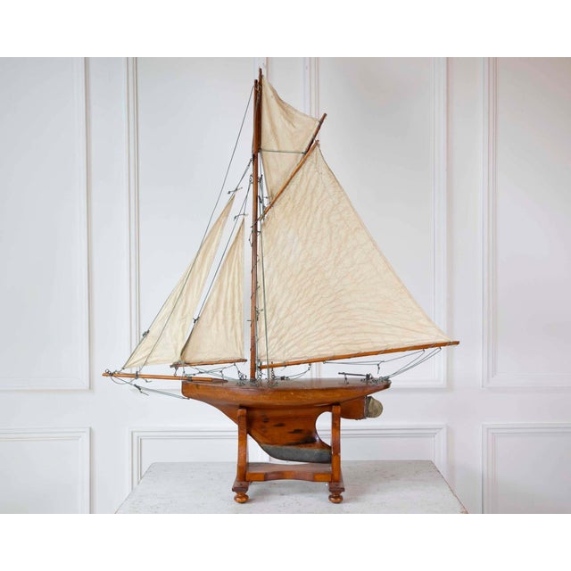 1920s Gaff Rigged Cutter Wooden Pond Yacht Circa 1920 For Sale - Image 5 of 9