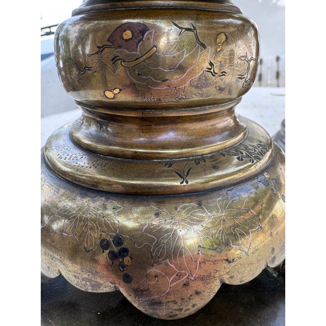 Meiji Shibuichi Vases, Set of 2 For Sale - Image 9 of 18