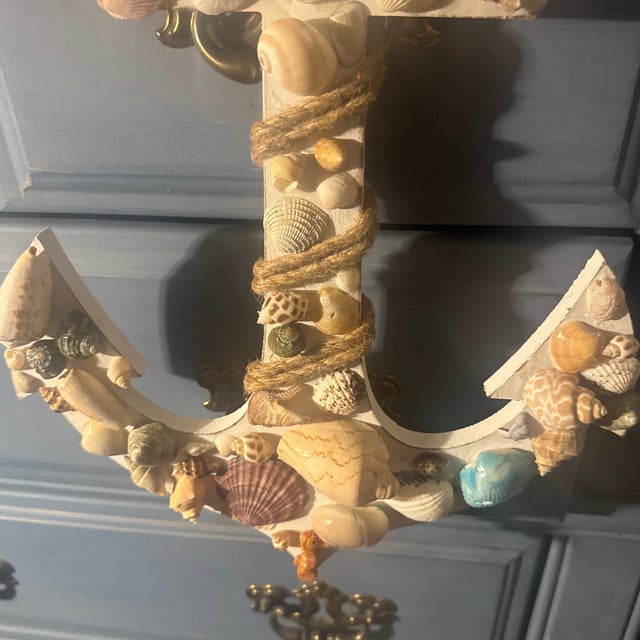 Coastal Folk Art Seashell-Encrusted Anchor Wall Sculpture For Sale - Image 10 of 12