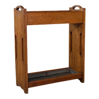 Arts & Crafts Antique Oak Hallway Rack For Sale