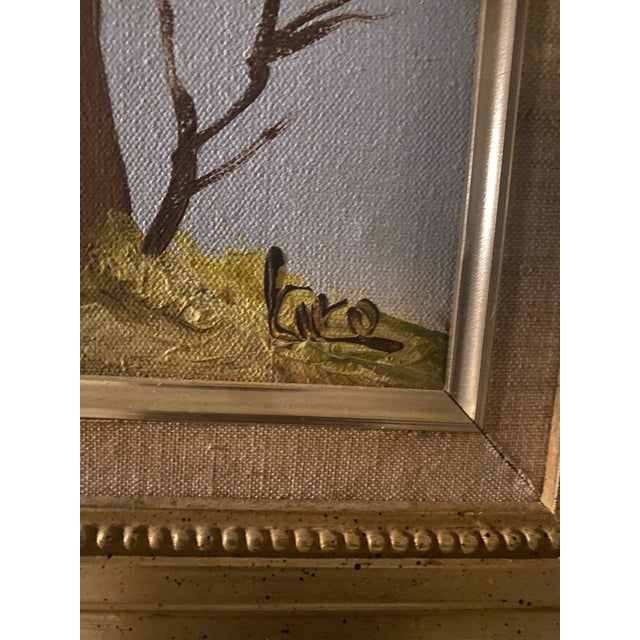 Mid-20th Century Windmill & Cottage Landscape Oil Painting on Canvas - Framed & Signed For Sale - Image 4 of 12