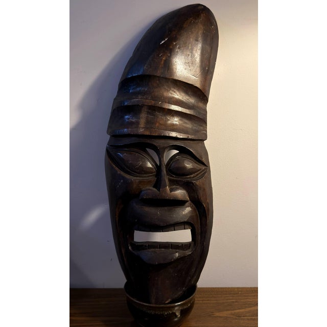 Large Lightweight Hand-Carved Tribal Mask 23" Tall For Sale - Image 10 of 18