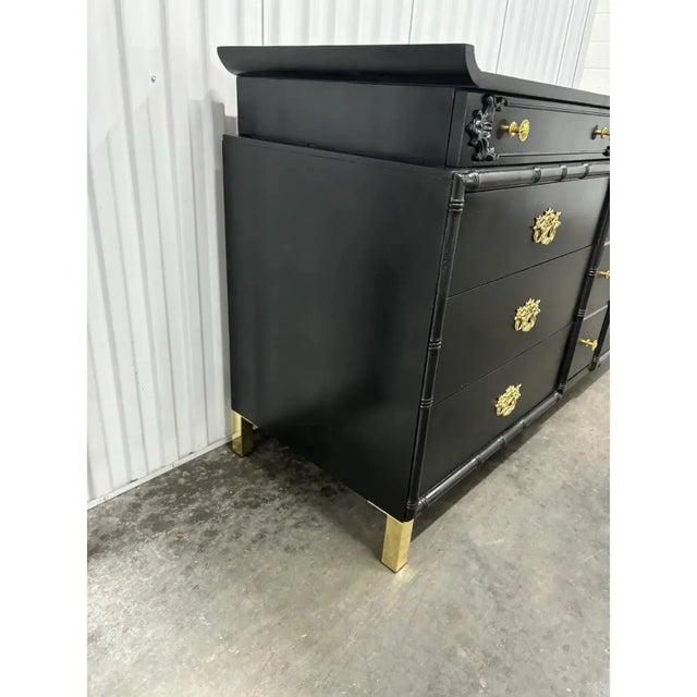Mid 20th Century Mid 20th Century Rare Chinoiserie Pagoda Style Walnut Dresser For Sale - Image 5 of 12