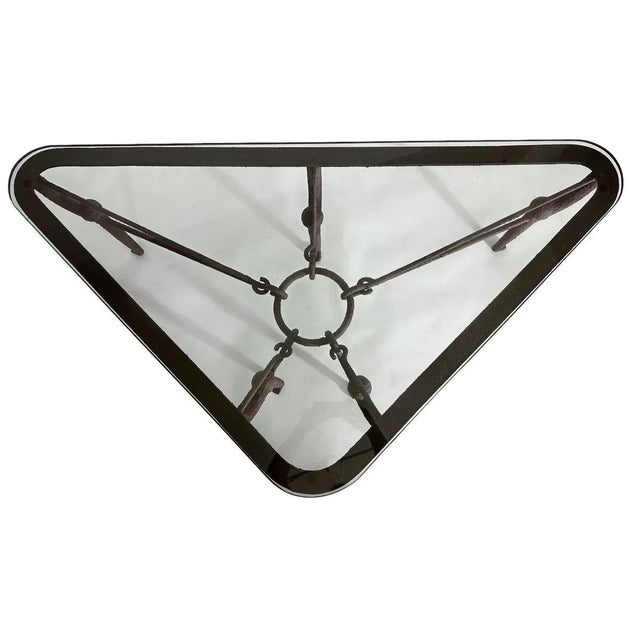Iron coffee Table w/Brown Painted Plaster Finish Manner of Diego Giacometti, 1980. Glass is 3/4" thick.