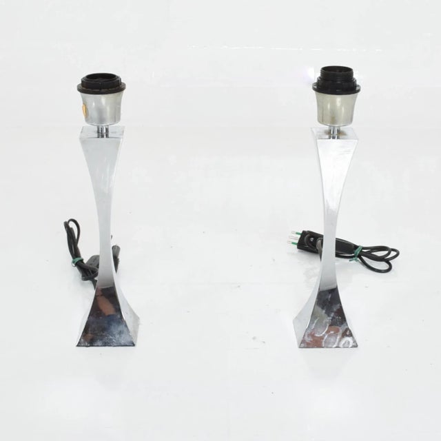 Chrome 1970s Piramide Chrome Table Lamps by Tonello & Montagna Grillo Italy For Sale - Image 8 of 8