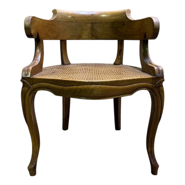 Louis Philippe Office Chair in Walnut and Caning For Sale
