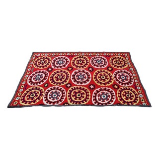 Vintage Hand Embroidered Suzani Wall Hanging, 1920s For Sale