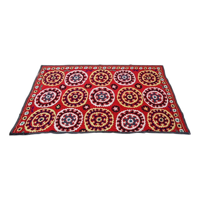 Vintage Hand Embroidered Suzani Wall Hanging, 1920s For Sale