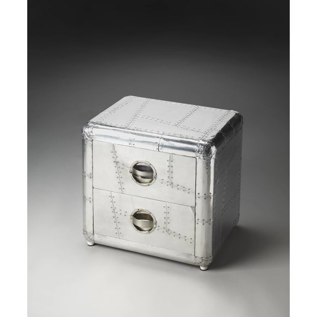 Industrial Midway Aviator Side Table, Silver For Sale - Image 3 of 4