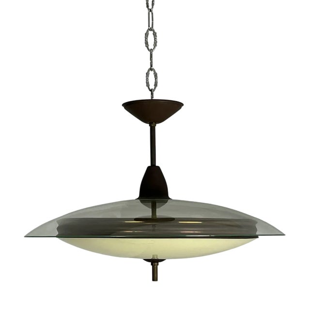 Vintage Murano Glass Pendant in the style of Fontana Arte, 1950s For Sale