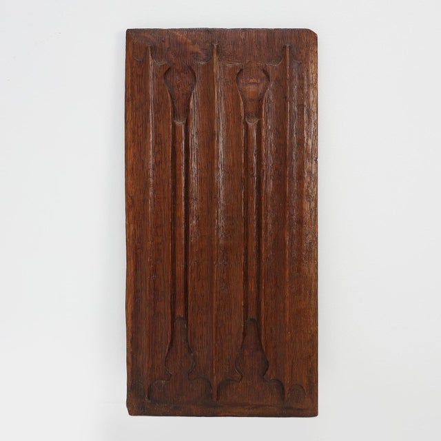 Antique Gothic Linenfold Panel in Carved Oak, 1500s For Sale - Image 10 of 10