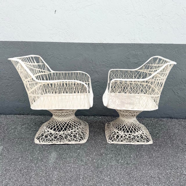 Mid Century Modern Spun Fiberglass Swivel Dining Arm Chairs - Set of 6 For Sale In West Palm - Image 6 of 6