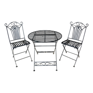 Vintage French Style Wrought Iron Outdoor Dining Bistro 3 Piece Set "B"
