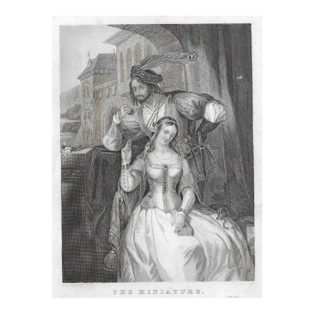 Antique Edward Corbould Figural Engraving "The Miniature" For Sale