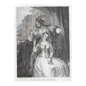 Antique Edward Corbould Figural Engraving "The Miniature"