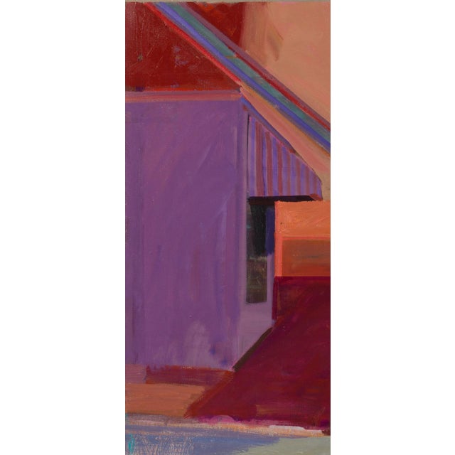 The painting "Worker" captures a solitary figure in a reflective moment, poised on the edge of a construction site. Bold...