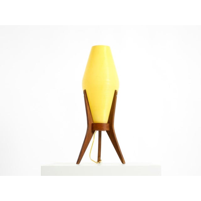 Wood Mid-Century Modern Tripod Wooden Table Lamp with Plastic Shade by Regina Leuchtvase, 1950s For Sale - Image 7 of 18