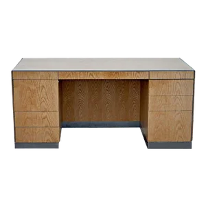 Vintage Mid Century Gf Davis Allen Oak Desk With Stainless Legs and Trim
