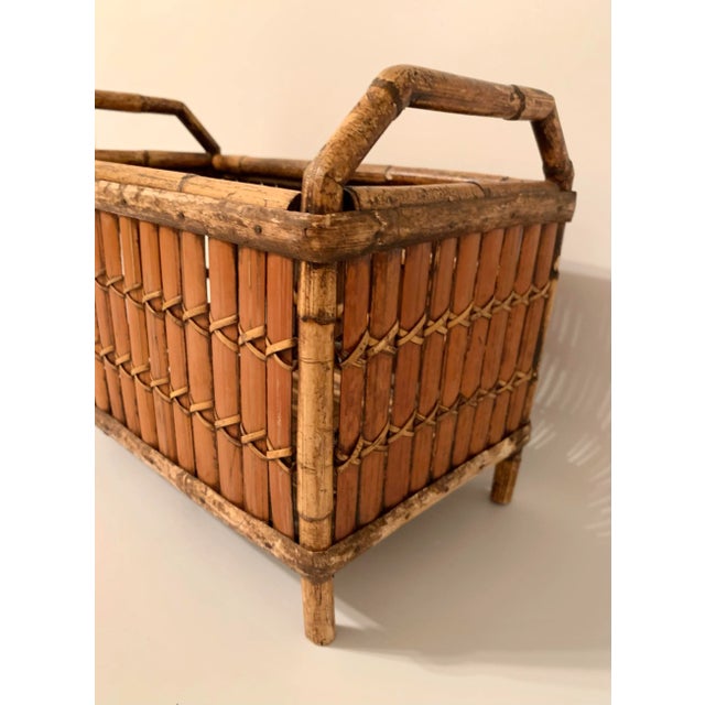 Vintage Boho Chic Bamboo Planter For Sale - Image 4 of 11