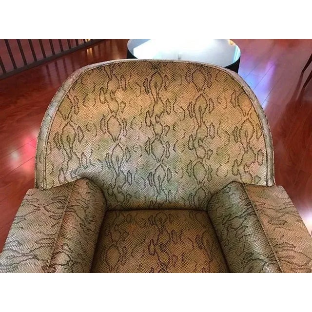 1950s Italian Mid-Century Modern Club Chairs With Faux Snake Skin - a Pair For Sale - Image 5 of 9