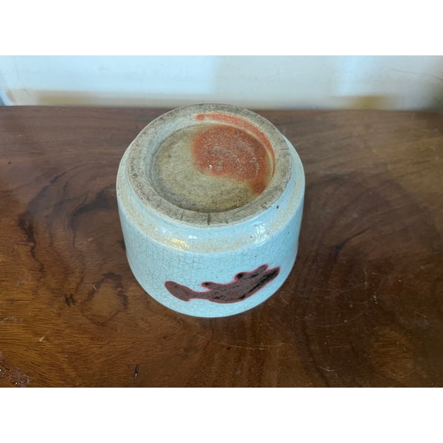 Antique 19th Century Chinese Crackle Glaze Celadon Brush Pot or Cachepot With Oxblood Fish Design For Sale - Image 9 of 10
