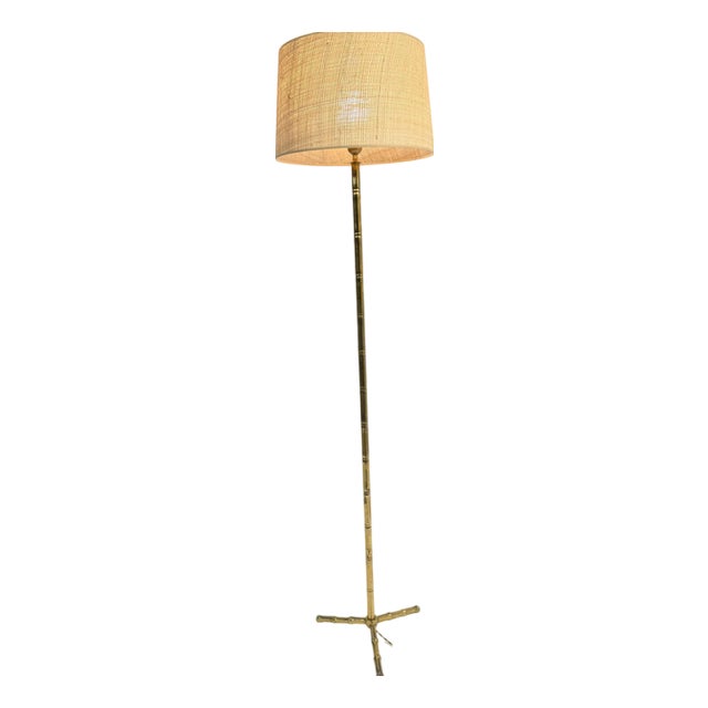 Bronze Floor Lamp with Faux Bamboo Accents from Maison Bagues, 1950 For Sale