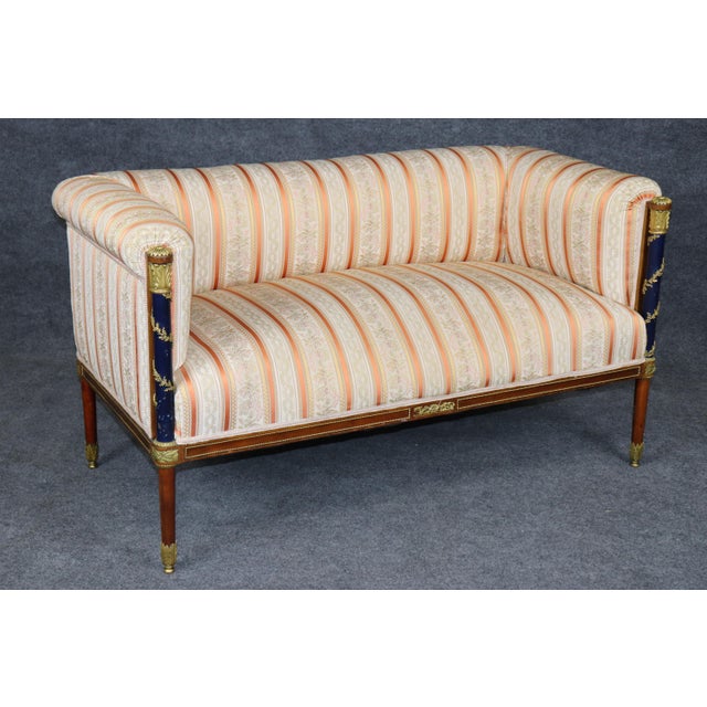 19th C French Louis XVI Adam Weisweiler Style Bronze Mounted Settee For Sale - Image 4 of 18
