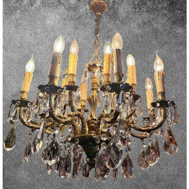 Antique French Louis XV Crystal Chandelier, 1890s For Sale - Image 9 of 16