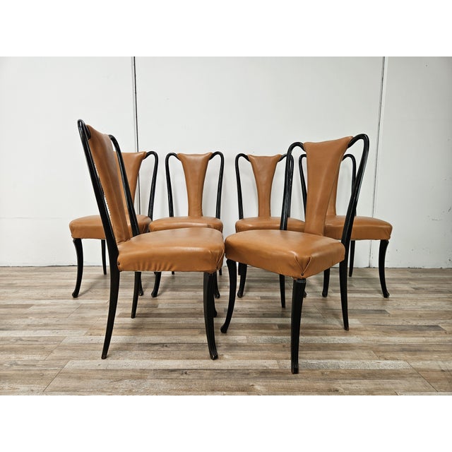 Vintage Italian Chairs attributed to Vittorio Dassi for Dassi Mobili Moderni, 1950, Set of 6 For Sale - Image 4 of 18