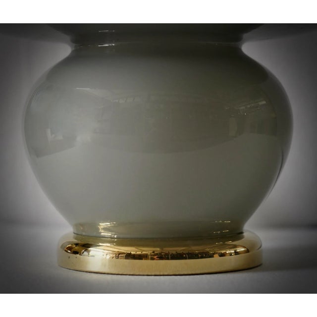 Mid-Century Modern Blown Gray Glass and Brass Murano Table Lamp in style of Vistosi, 1970s For Sale - Image 3 of 10