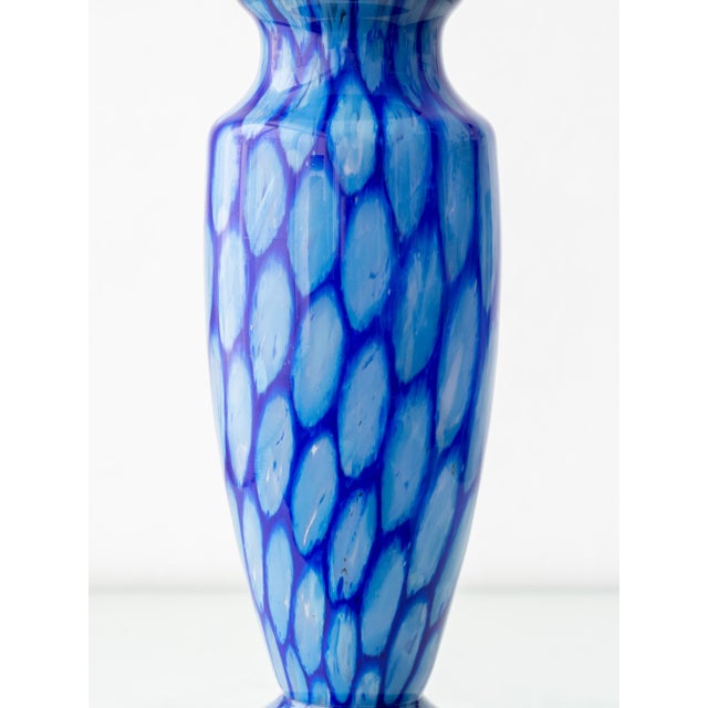 Metal Art Deco Bohemian Blue Art Glass Table Lamp with Cast Brass Base.Czechoslovakia, 1920s For Sale - Image 7 of 18