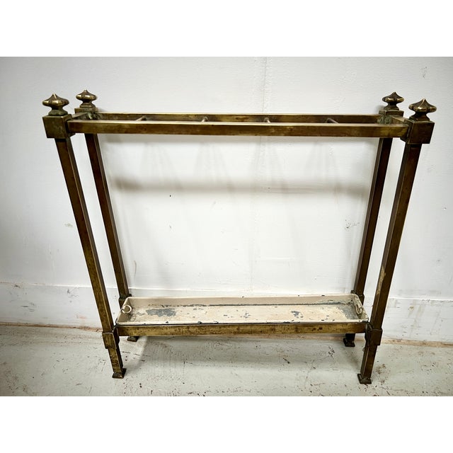 Antique Brass and Sheet Metal Umbrella Stand, 1900s For Sale - Image 9 of 10