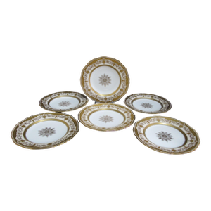 Coalport Gold Gilt Snowflake Garland Fine China 10 1/4" Dinner Plate Set of 6