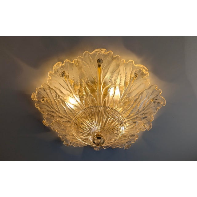 Gold Foglia Doro Recessed Ceiling Lamp from Barovier & Toso, Italy, 1980s For Sale - Image 8 of 12