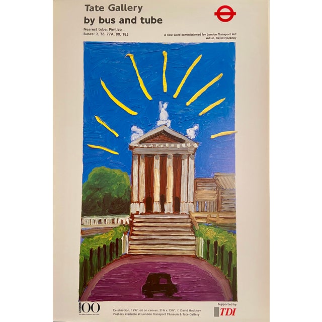 David Hockney Tate Gallery Centenary `1897 to 1997, Tate Gallery by Bus or Tube Poster For Sale In Los Angeles - Image 6 of 6