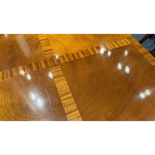1980s Baker Furniture Chippendale Style Mahogany & Parquetry Square Coffee Table For Sale - Image 10 of 13