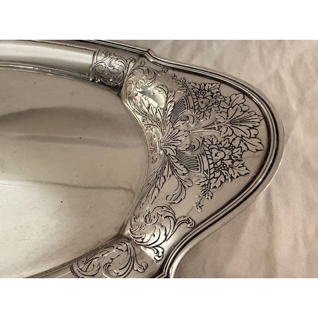 American Antique Tiffany & Co. Sterling Silver Oval Dish With Ornate Floral Handle For Sale - Image 3 of 10