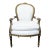 Vintage White Upholstered Lounge Chair With Ornate Gold Wooden Frame For Sale