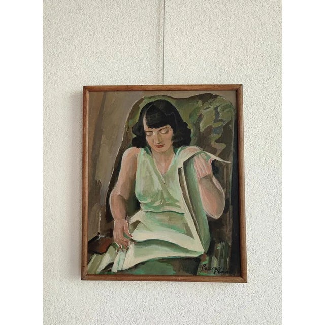 Percival Pernet, Jeune Femme à la Lecture, Oil on Canvas, Framed For Sale - Image 10 of 10