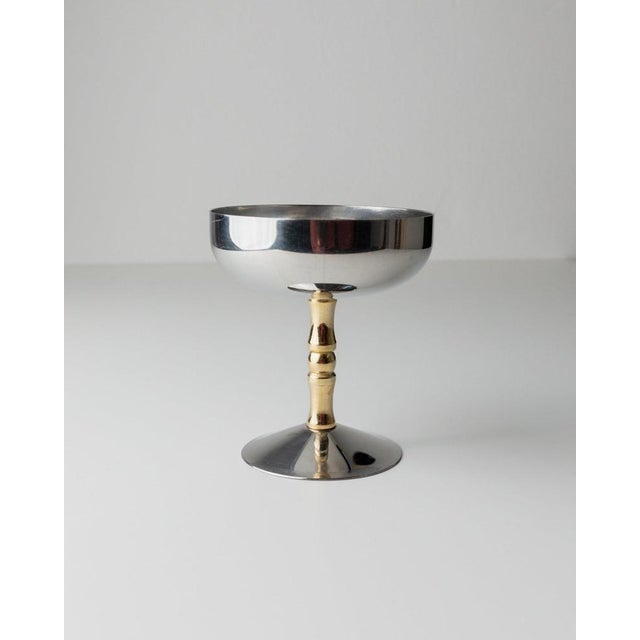 Set of 6 vintage stainless steel champagne bowls in a bamboo mid-century design from italy in the 1970s. These elegant ice...
